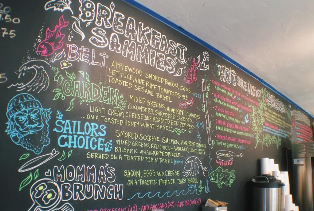Breakfast blackboard at Perks eatery