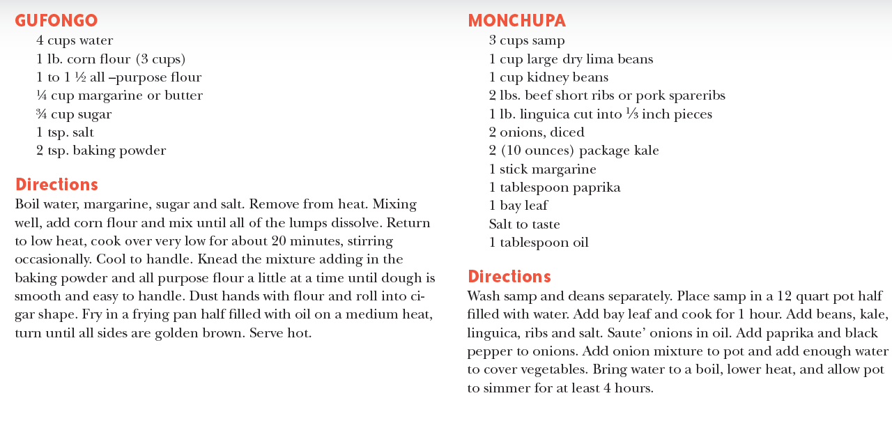 Cape Verdean recipes for Gufongo and Monchupa
