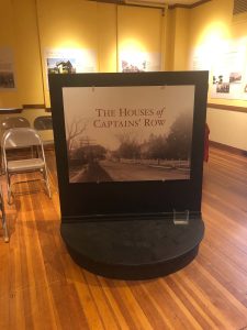 Movie screen exhibit of Captains Row at Brooks Academy Museum