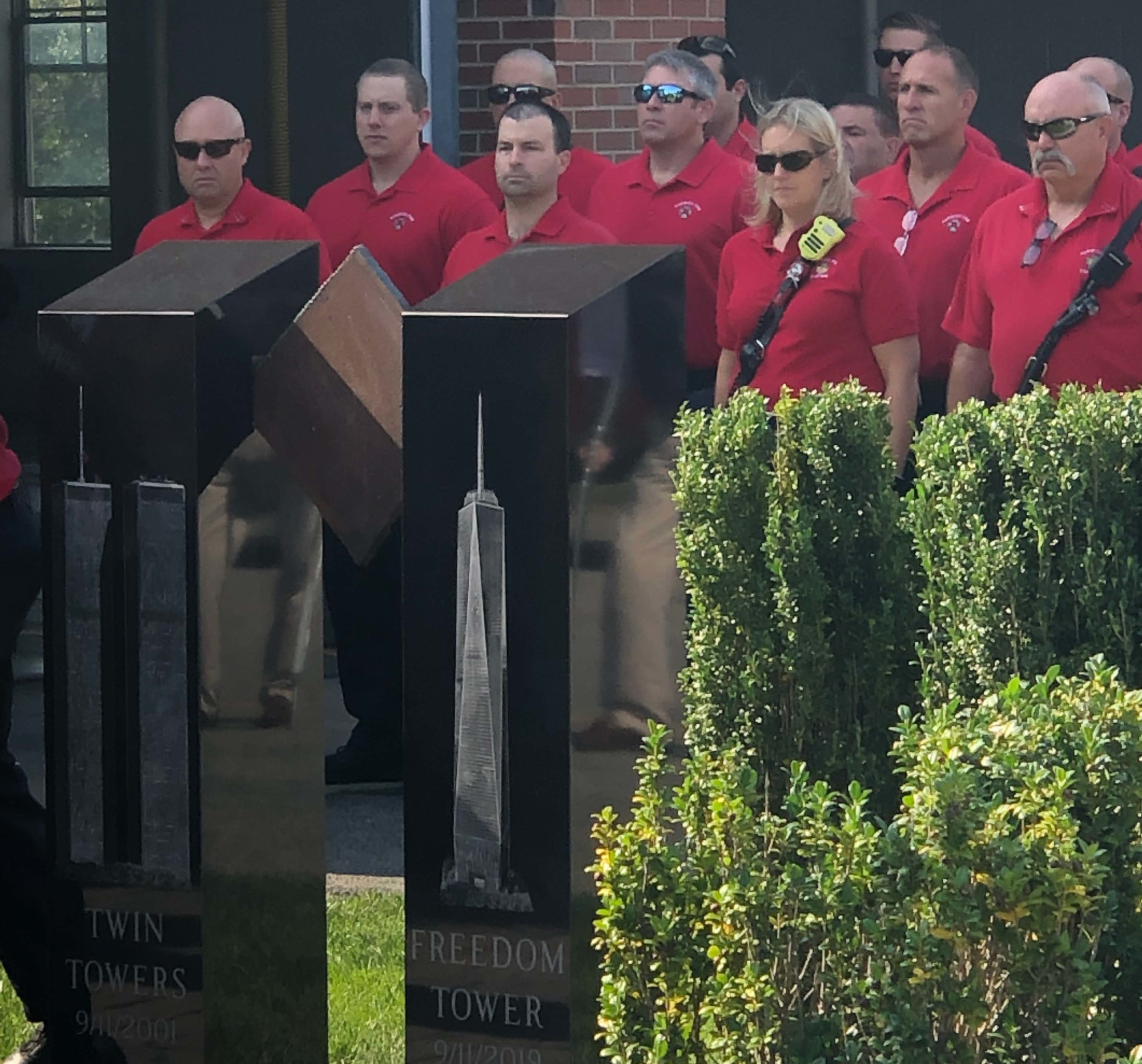 Harwich firefighters with 911 memorial